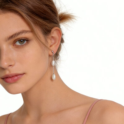 Long Pearl Dangle Earrings Wedding Jewelry For Bridal & Bridesmaid