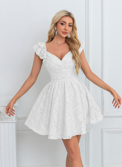 V-Neck Bow Jacquard Dress