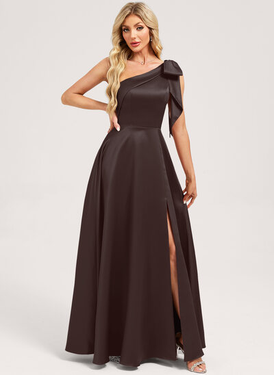 A-line One Shoulder Satin Dress