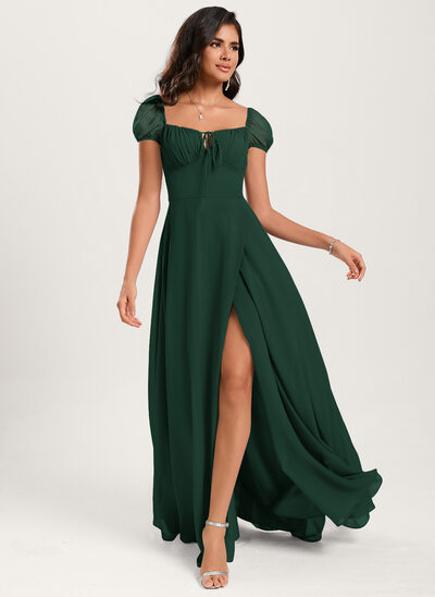 A-line Square Ruffle Chiffon Dress