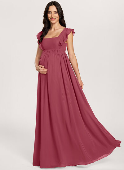 A-line Square Ruffle Chiffon Maternity Dress