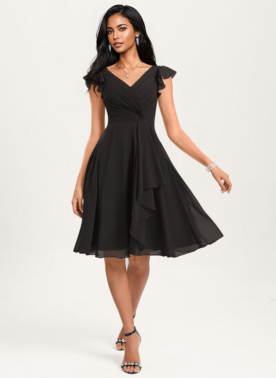 A-line Ruffle Chiffon Dress
