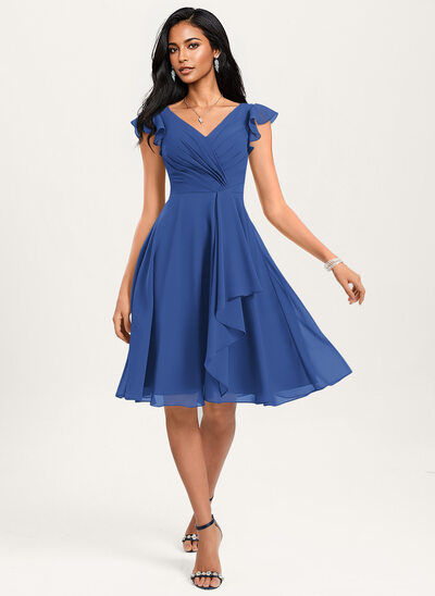 A-line Ruffle Chiffon Dress