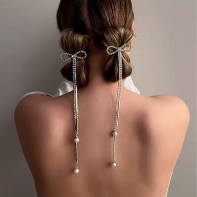 Rhinestone Perle Hårspenner Hårtilbehør bryllup Hårpynt (Sett med 2) 