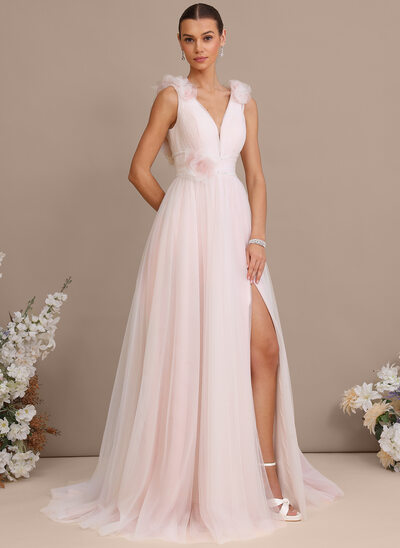 Vestido línea a con lentejuelas de tul