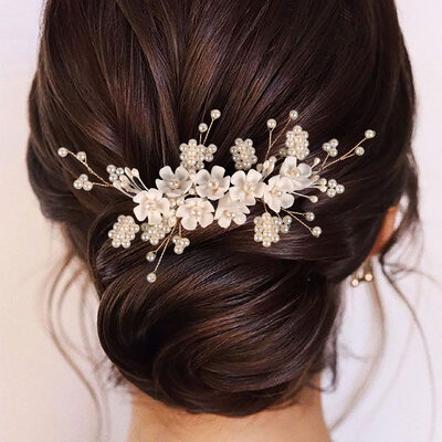 Perle Blomstrete Hårkammer Hårtilbehør bryllup Hårpynt 