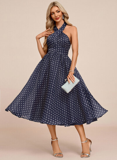 Halter Bow Organza Midi Dress