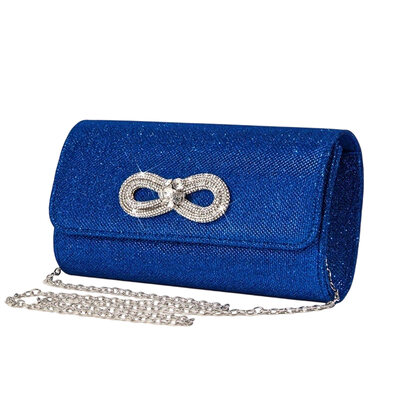 Lazo rhinestone fiesta fiesta de graduación noche poliéster bolsos de mano en azul 
