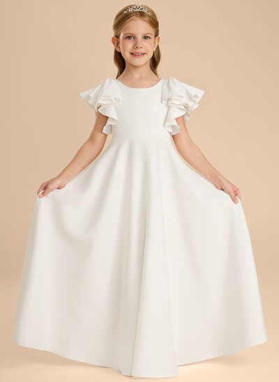 A-line Ruffles Stretch Crepe Dress