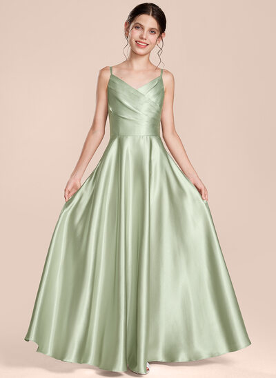 A-line Pleated Stretch Satin Dress
