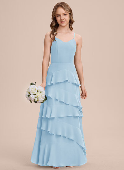 Kjole A-line kjole i Chiffon med Brusende Volanger