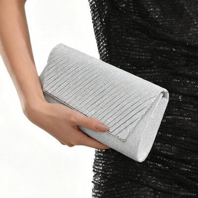 Tyylikäs juhla kävelyttää ilta pu kytkinlaukut sisään hopea 