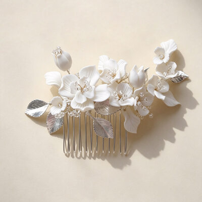 Tocado de boda crystal flores peineta