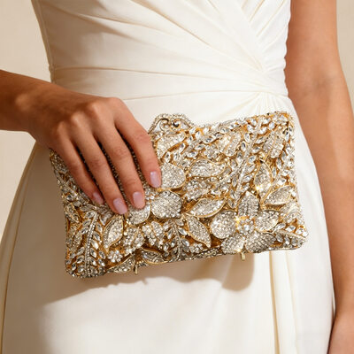 Rhinestone fiesta fiesta de graduación noche pu bolsos de mano en oro 