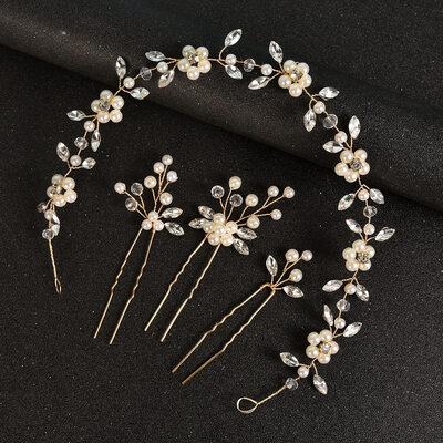 Pearl Rhinestone Sets Hair Pins Hair Vines Hair Accessories Wedding Headpieces (Set of 4) 