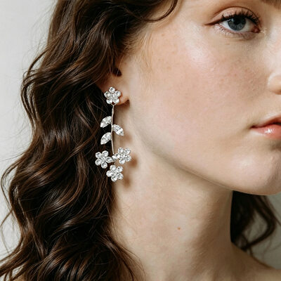 Blomst Rhinestone Statements-øredobber Bryllup Smykker For kvinner