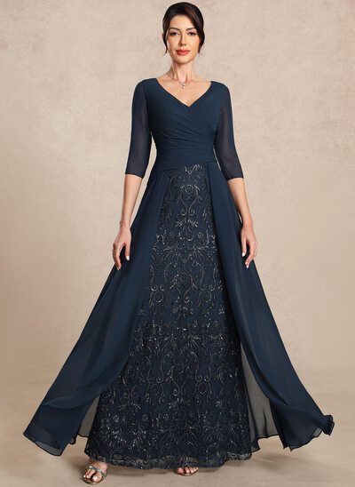 A-line V-Neck Embroidered Lace Dress