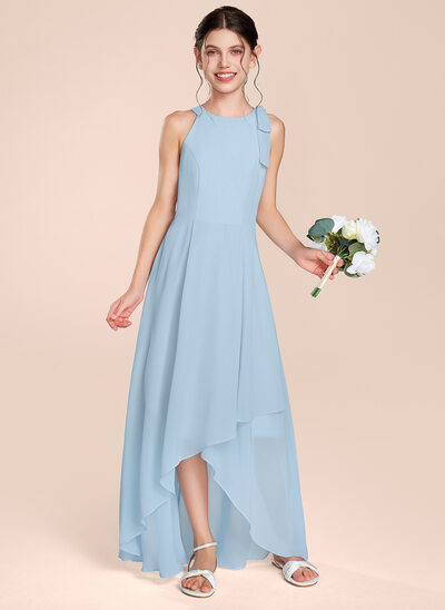 Vestido línea a con lazo de gasa