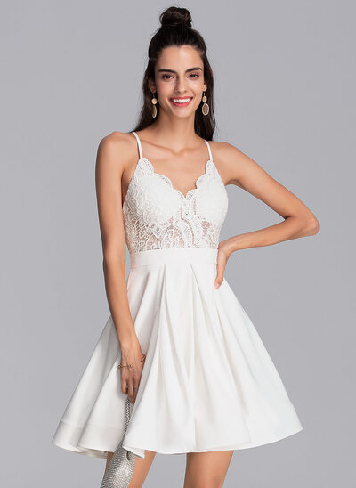 A-Line V-neck Short/Mini Stretch Crepe Homecoming Dress 