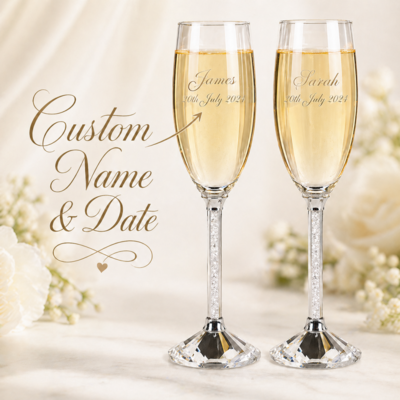1 sett/2 stk Personlig Champagnefløyter Groom Gaver Romantisk Glass