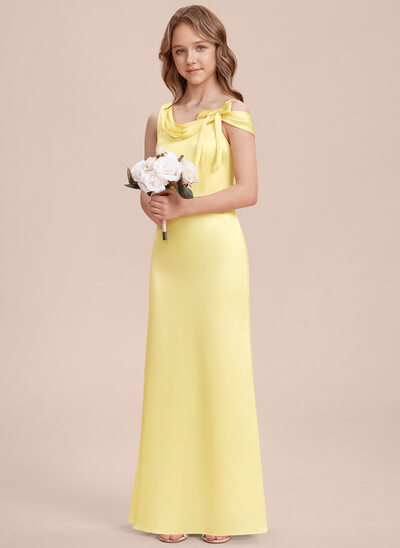 Sheath/Column One Shoulder Bow Stretch Satin Dress