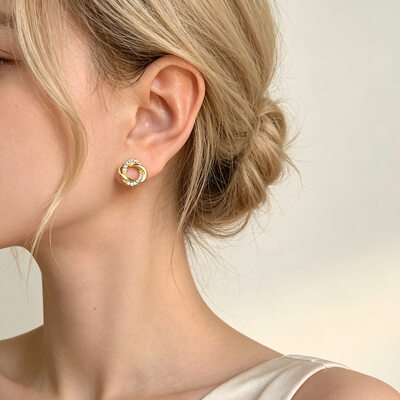 Halo Twisted Crossover Rhinestone Stud Earrings Party Jewelry For Women