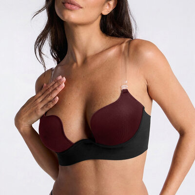 Low Back Plunge Adjusted-straps Push Up Bra Underwear