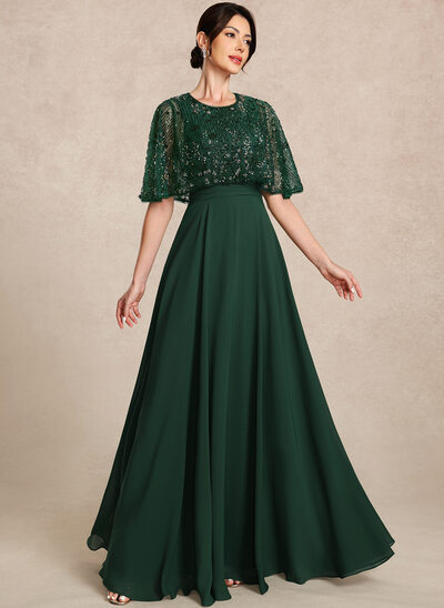 A-line Embroidered Chiffon Dress