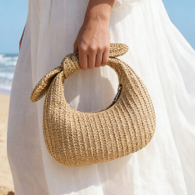 Beach Plastic Evening Bags in Khaki
