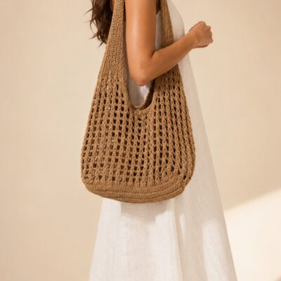 Braided Casual Polyester Evening Bags in Khaki