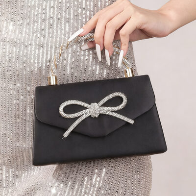Bowknot Cute Wedding Party Prom Evening Satin Evening Bags 