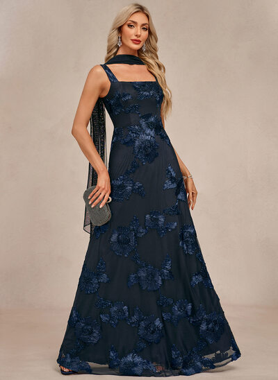 Scarf Mesh Maxi Dress