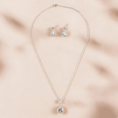 Klassiek strass huwelijk oorbellen halsketting sieraden sets (set van 2) 