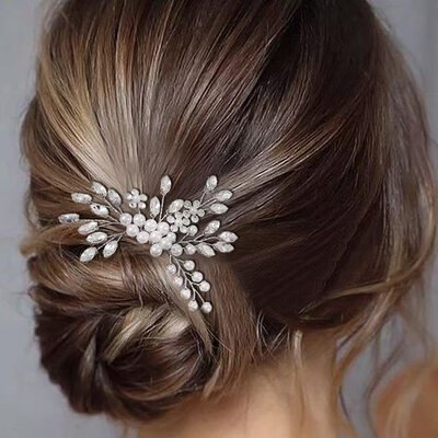 Tocado de boda perla strass peineta