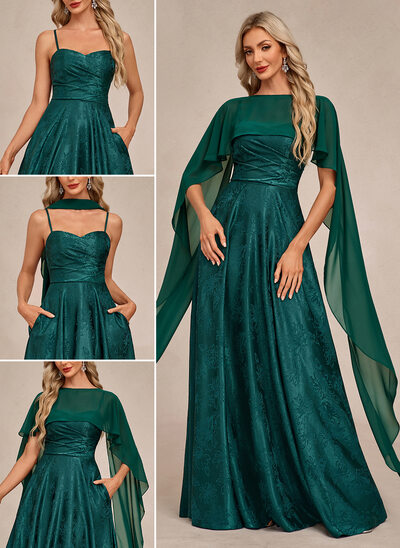 Cape Jacquard Maxi Dress