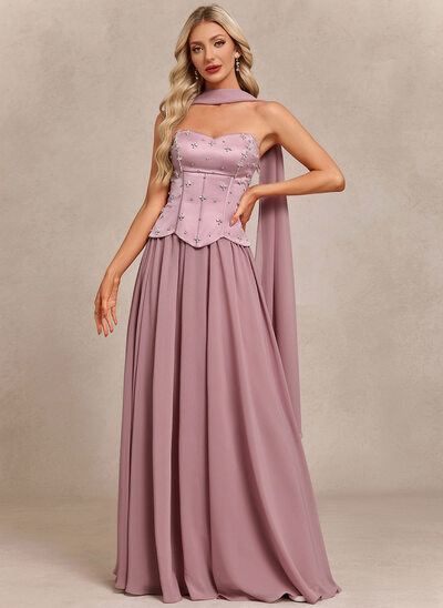 Scarf Chiffon Maxi Dress