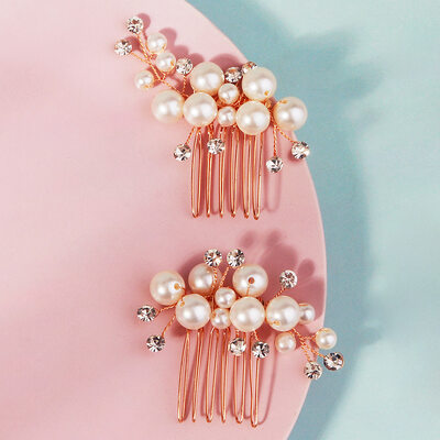 Pearl Rhinestone Sets Hair Combs Hair Accessories Wedding Headpieces (Set of 2) 