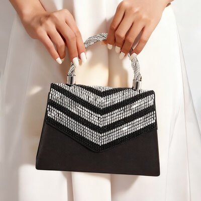 Tekojalokivi tyylikäs juhla virallinen ilta satiini iltalaukut sisään musta 