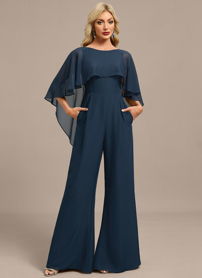 Tute scollo a barca a terra chiffona abito da sera con mantella 