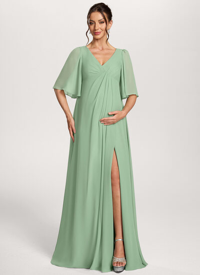 Umstandskleid in A-Linie mit Plissee aus Chiffon