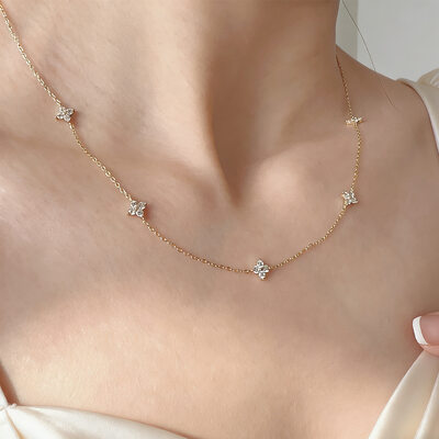 Stazione fiore strass collana clavicola festa gioielli amici