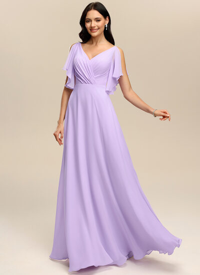 A-line Ruched Chiffon Dress
