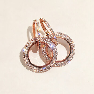 Shining Rhinestone Hoop Earrings