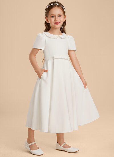 A-line Bow Stretch Crepe Dress