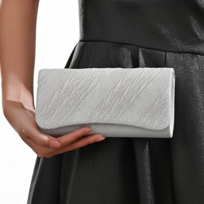 Party Polyester Clutch Bags in White