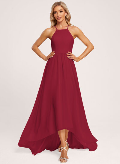 Jurk a-lijn van chiffon met halter ruches