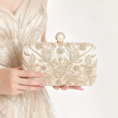 Paljetti tyylikäs juhla kävelyttää ilta satiini kytkinlaukut sisään samppanja 