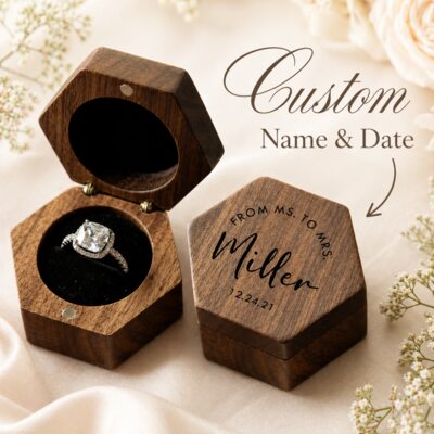 1 PC Personlig Ring Boks Bride Gaver Tre