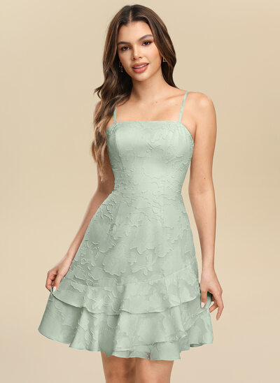 Square Spaghetti Straps Floral Burnout Dress