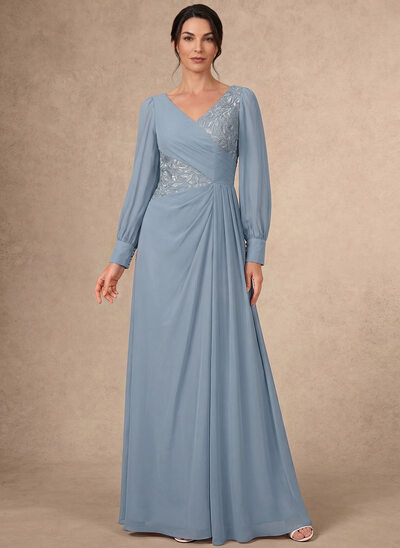 A-line V-Neck Embroidered Lace Dress